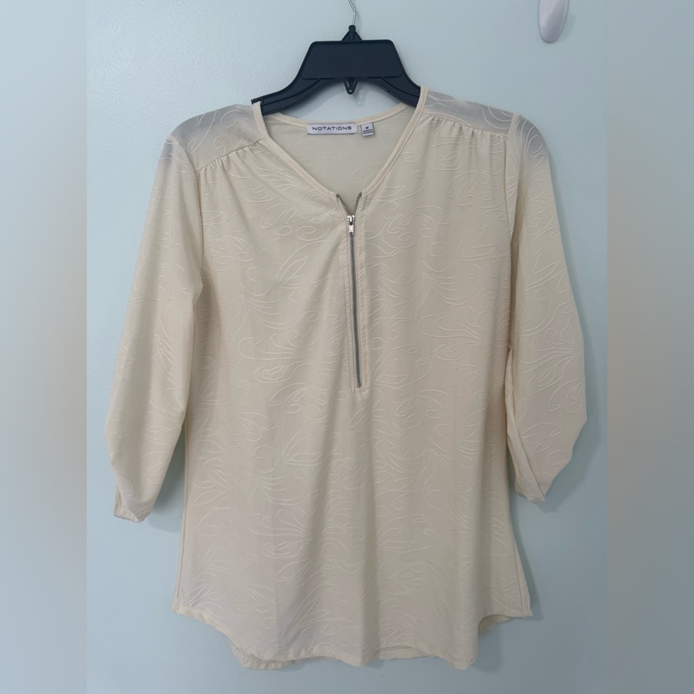 Notations Ivory Blouse With Subtle Pattern - image 1